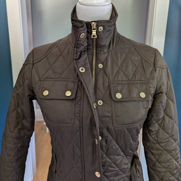 Banana Republic Factory Women's Quilted Jacket Size XS Brown With Belt - Picture 8 of 14